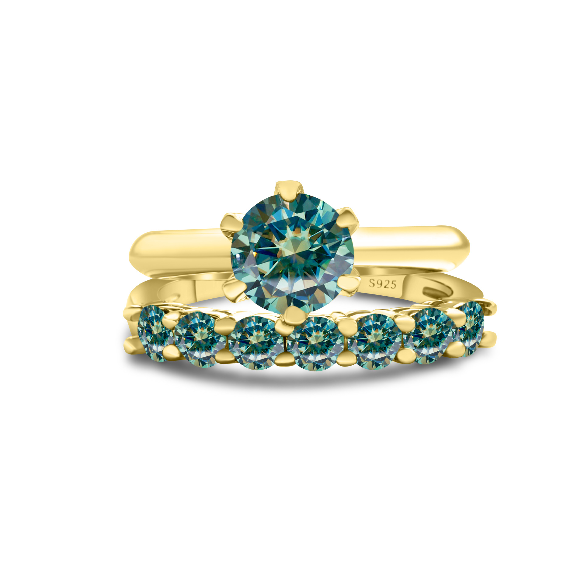 1.7CT anillo de piedra de moissanita oro S925 plata de moissanita conjunto con certificado GRA