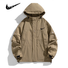 复古冲锋衣夹克男2025新款秋季情侣休闲户外宽松型工装连帽外套男