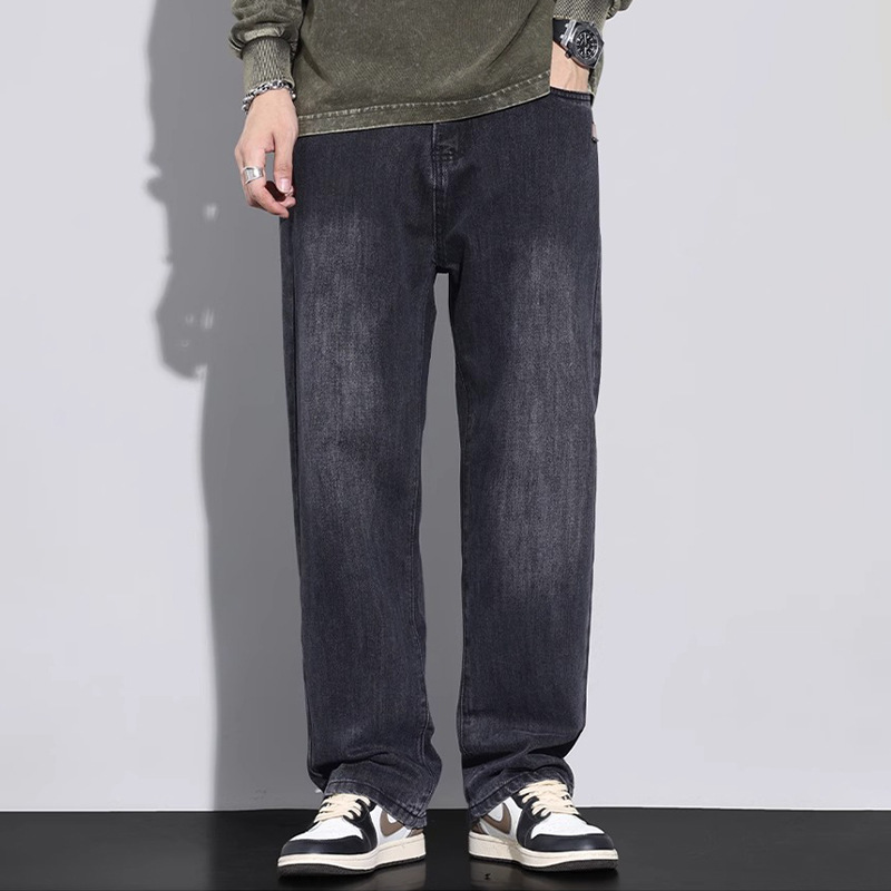 Spring and Autumn New Loose Straight Jeans Men's Trendy Brand 2025 Spring and Summer American High Street Retro Casual Long Pants