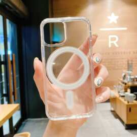 适用iPhone13手机壳苹果Magsafe磁吸15PROMAX透明S23U防摔保护套