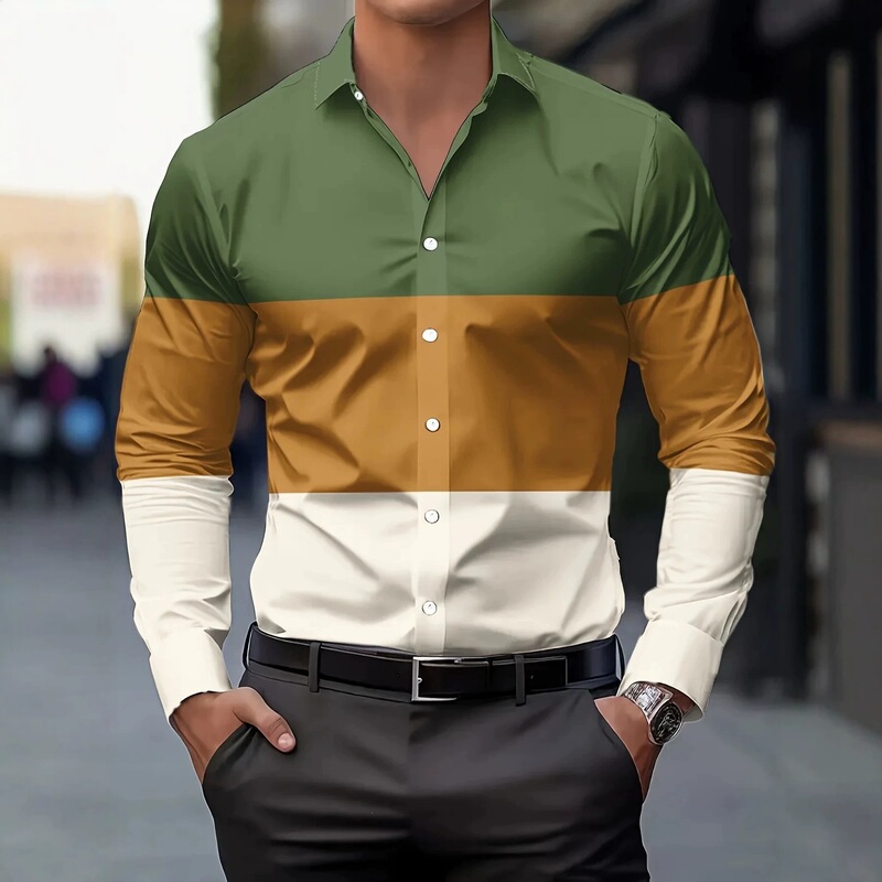 Men's Casual Shirts——3D Printed Button-Down Long-Sleeve Shirts That Combine Both Formal and Everyday Office Styles Men's Casual Shirts——3D Printed Button-Down Long-Sleeve Shirts That Combine Both Formal and Everyday Office Styles