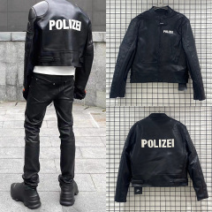 VETEMENTSウィット萌17SSバイク革ジャンポリズイワイルド男机関车革服ジャケット