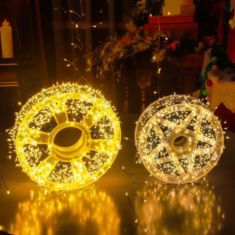 Nuevo árbol de Navidad transfronterizo lámpara de petardos luz de atmósfera de vacaciones led cadena de lámpara de alambre de cobre llena de estrellas de ciempiés pie de lámpara decorativa
