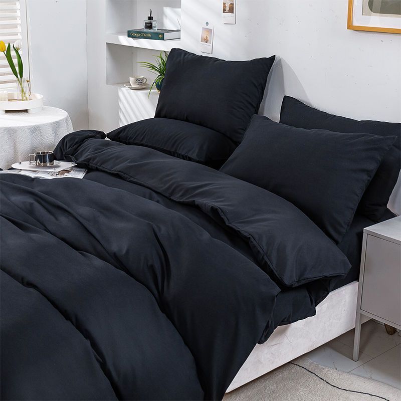 网红纯色床单款被套四件套1.5m学生宿舍三件套磨毛1.8床男女四件