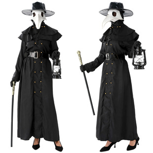 万圣节瘟疫医生cos服装鸟嘴黑乌鸦面具万圣瘟医装扮恐怖医生服装-阿里巴巴