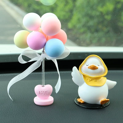 Car Interior Decoration Ornaments for — Car ornaments - waving-duck-comes-with-anti-slip-mat-colorful-shaking-head-balloon