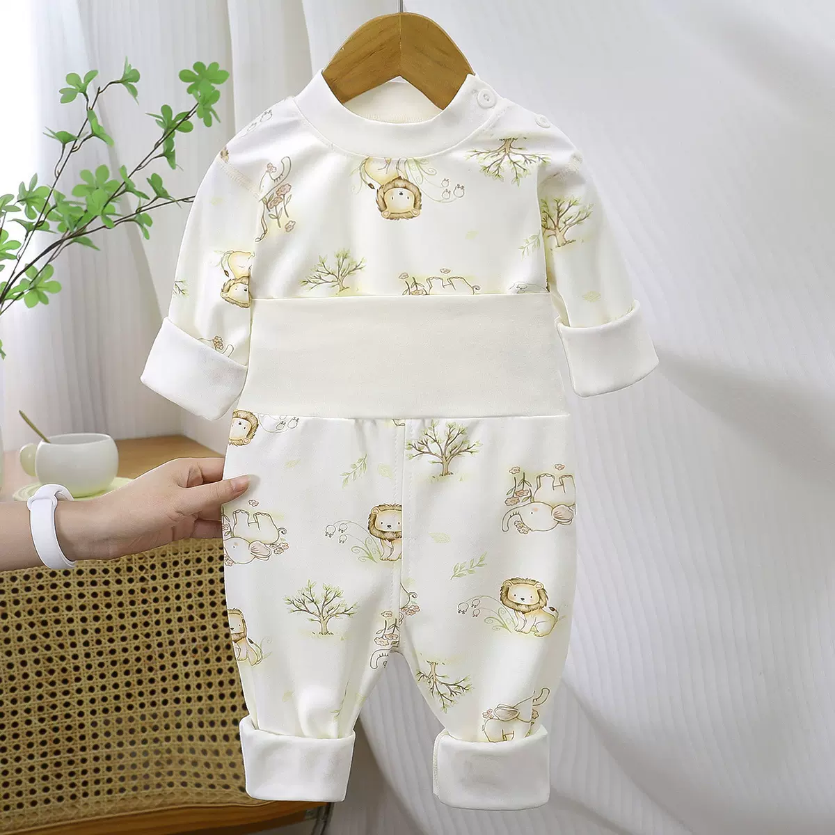 婴儿分体衣服套装a类秋冬保暖高腰护肚睡裤子秋衣宝宝秋衣保暖衣
