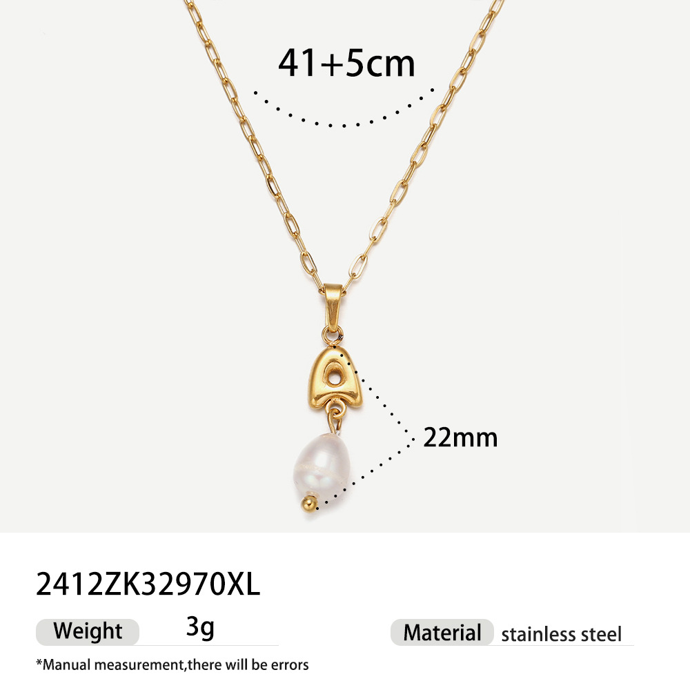 TENA collar de acero inoxidable de perlas verdaderas simplista de alto nivel nicho de diseño de acero de titanio collar de collar para mujeres image 46