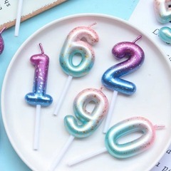 生日數字蠟燭銀河漸變蛋糕裝飾插件兒童派對星空數字男孩女孩蠟燭