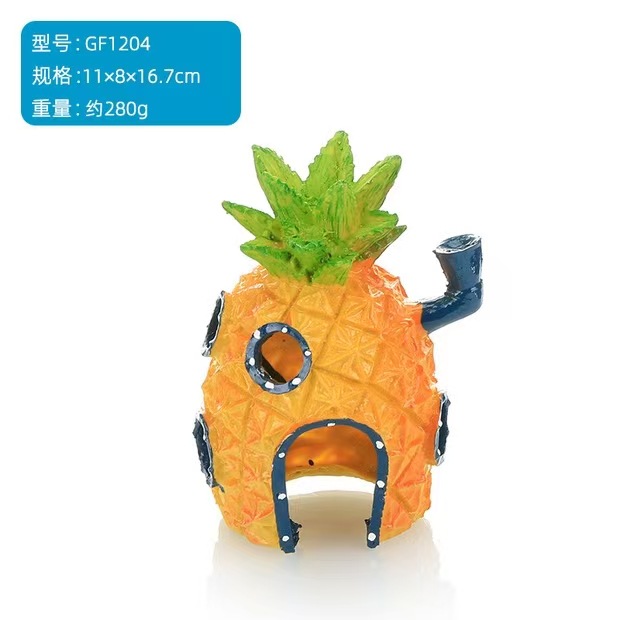 Casa piña de Bob Esponja – decoración de acuario tipo caricatura, refugio de cría y adorno de pecera