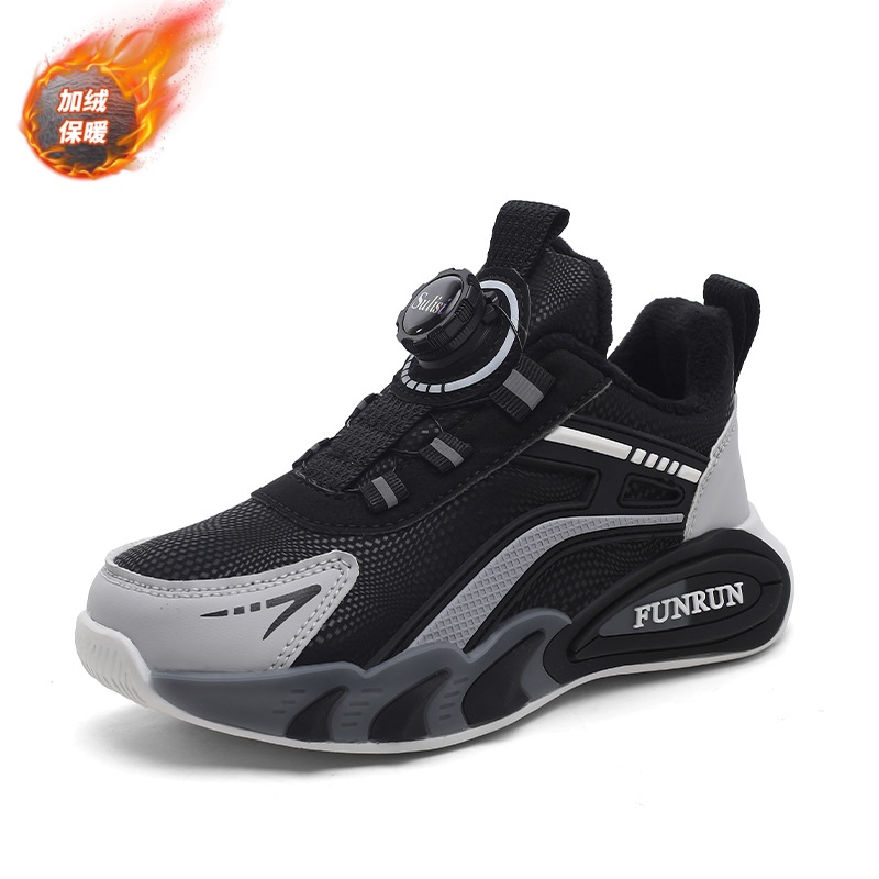 Zapatos infantiles de niñas zapatos deportivos de otoño y invierno 2025, nuevos zapatos de algodón caliente ligero y resistente al desgaste zapatos de botón de niño