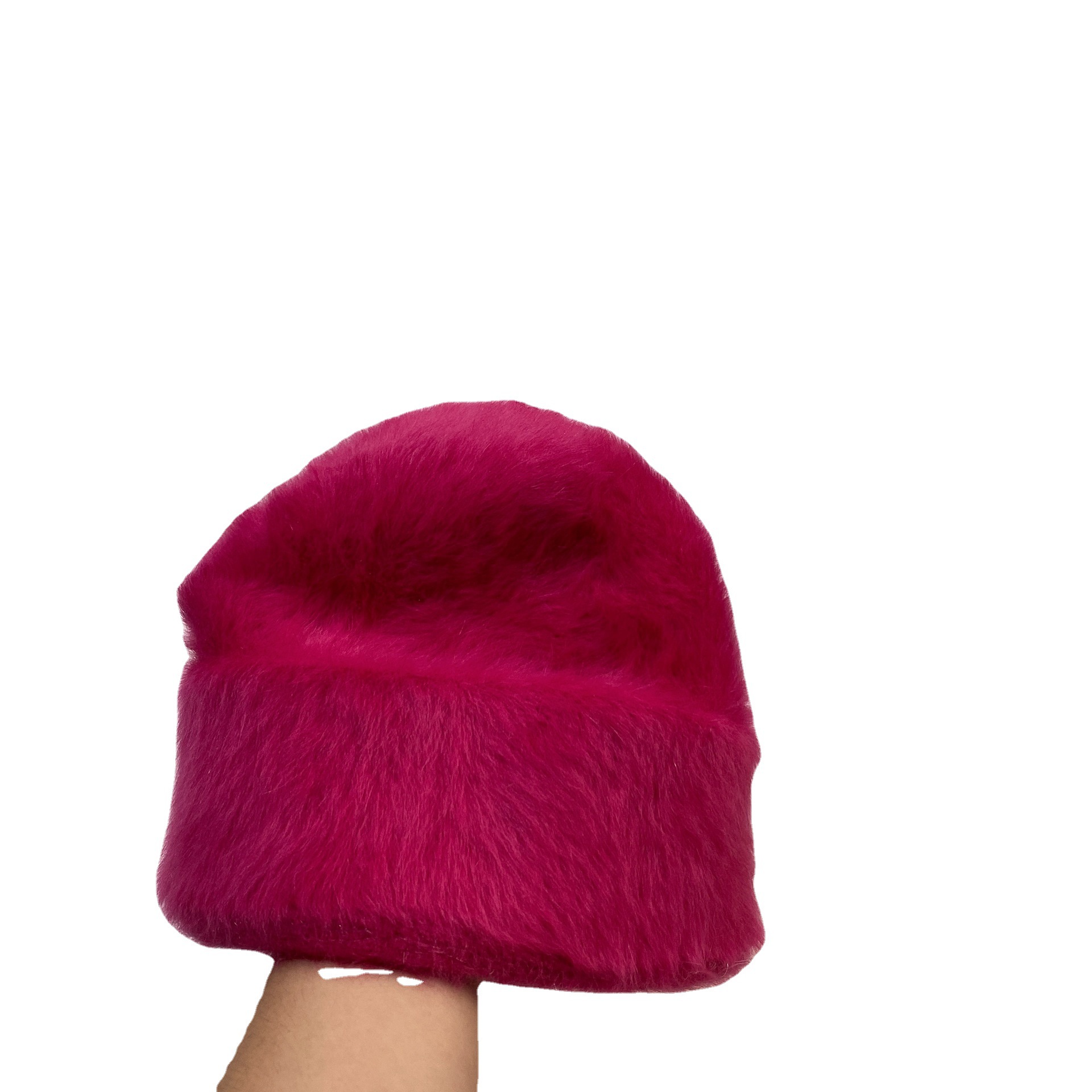 Koreansk plys-hat med to iført pandebånd til varme i efteråret og vinteren, Angora-kaninhår-hat, moderigtigt og_voghion.com