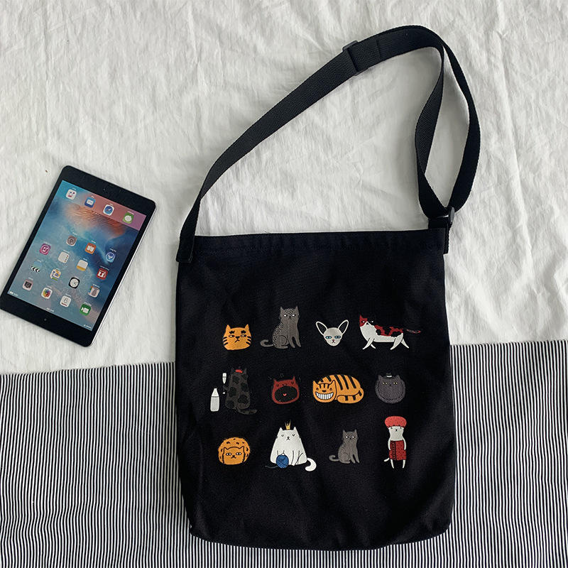 Crossbody bolsa de lona para las mujeres all-matching ins celebridad Internet de gran capacidad nuevos deportes engrosados estilo coreano estudiante tutorial portátil