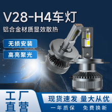 跨境专供超亮LED汽车大灯铝制外壳+双铜管散热前照灯改装批发直供