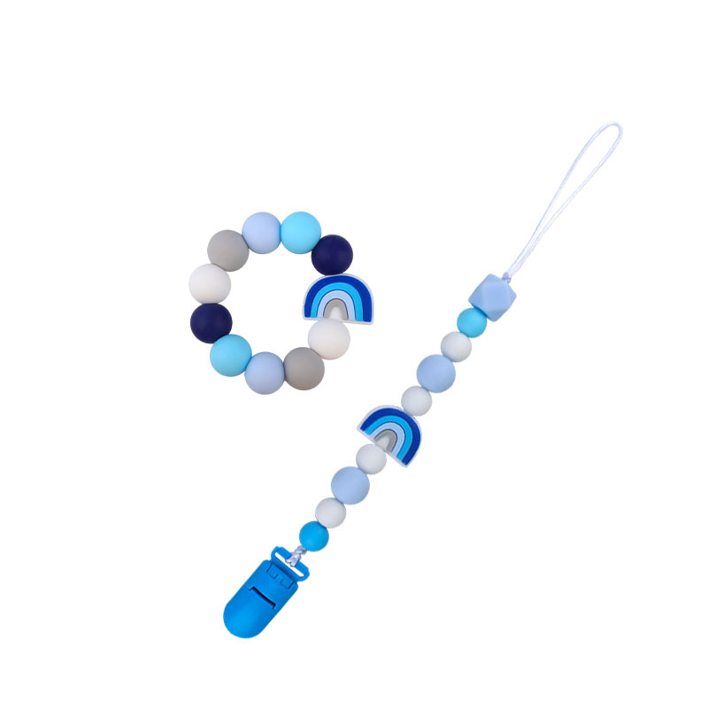 Nuevo bebé de dibujos animados colorido rojo pulsera de silicona teether palo pezón cadena anti-caída cadena juguete teether