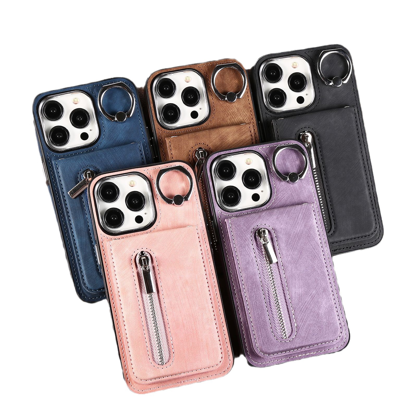 Coque téléphone avec anneau de support et fermeture éclair iphone_voghion.com