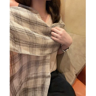 韩系复古条纹长条丝巾女春夏薄款高级感文艺百搭围脖装饰护颈披肩