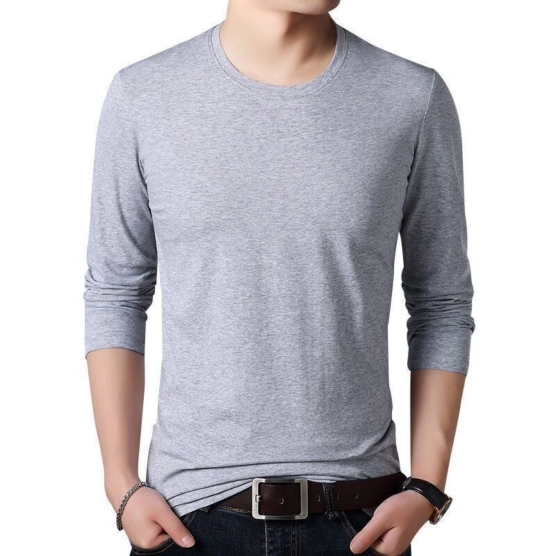 Men's Long-Sleeved T-Shirt Round Neck Top Youth Spring & Fall Bottoming Shirt Student Intimates Men's Korean Style Loose Large Size Long t