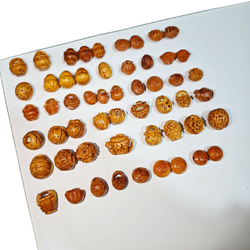 手工山桃核雕刻吊坠桃篮花筐锁桃木篮手链编红绳婴儿童宝宝饰品|undefined
