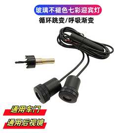 新款第四代迎宾灯七彩循环跳变呼吸渐变投影灯镭射灯车门后视镜灯