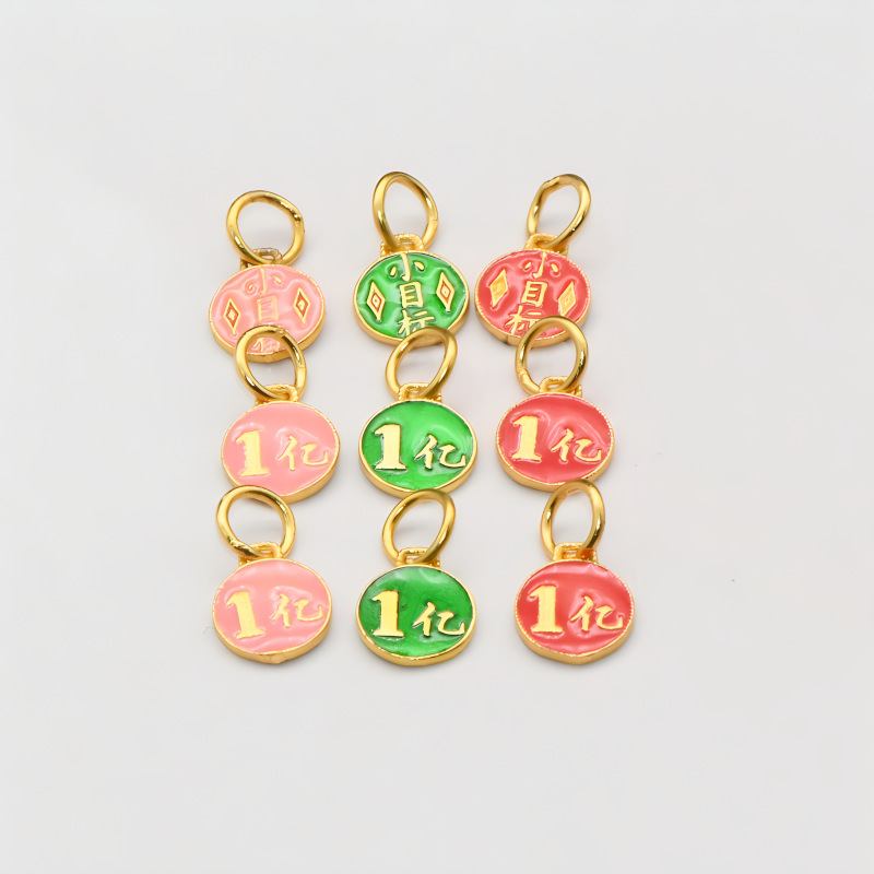 925 Sterling Silver Gold Plated Burned Blue Small Target Pendant Pendant Through Hole God of Wealth DIY Handmade Beaded Material Accessories