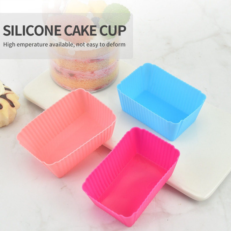 Rectangle Silicone Cupcake Pan Home Muffin Cup Jelly Pudding DIY Cake Baking Mold