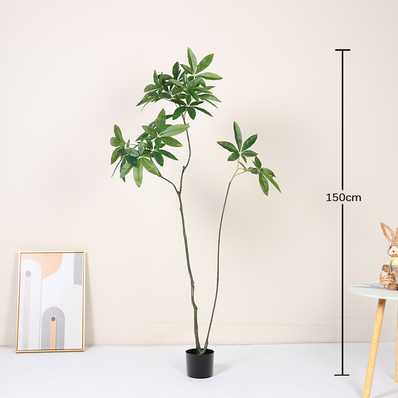 Simulación de plantas verdes EMI, árbol de la fortuna, árbol falso, planta en maceta, decoración de sala de estar interior de lujo ligero de alta gama, planta biónica