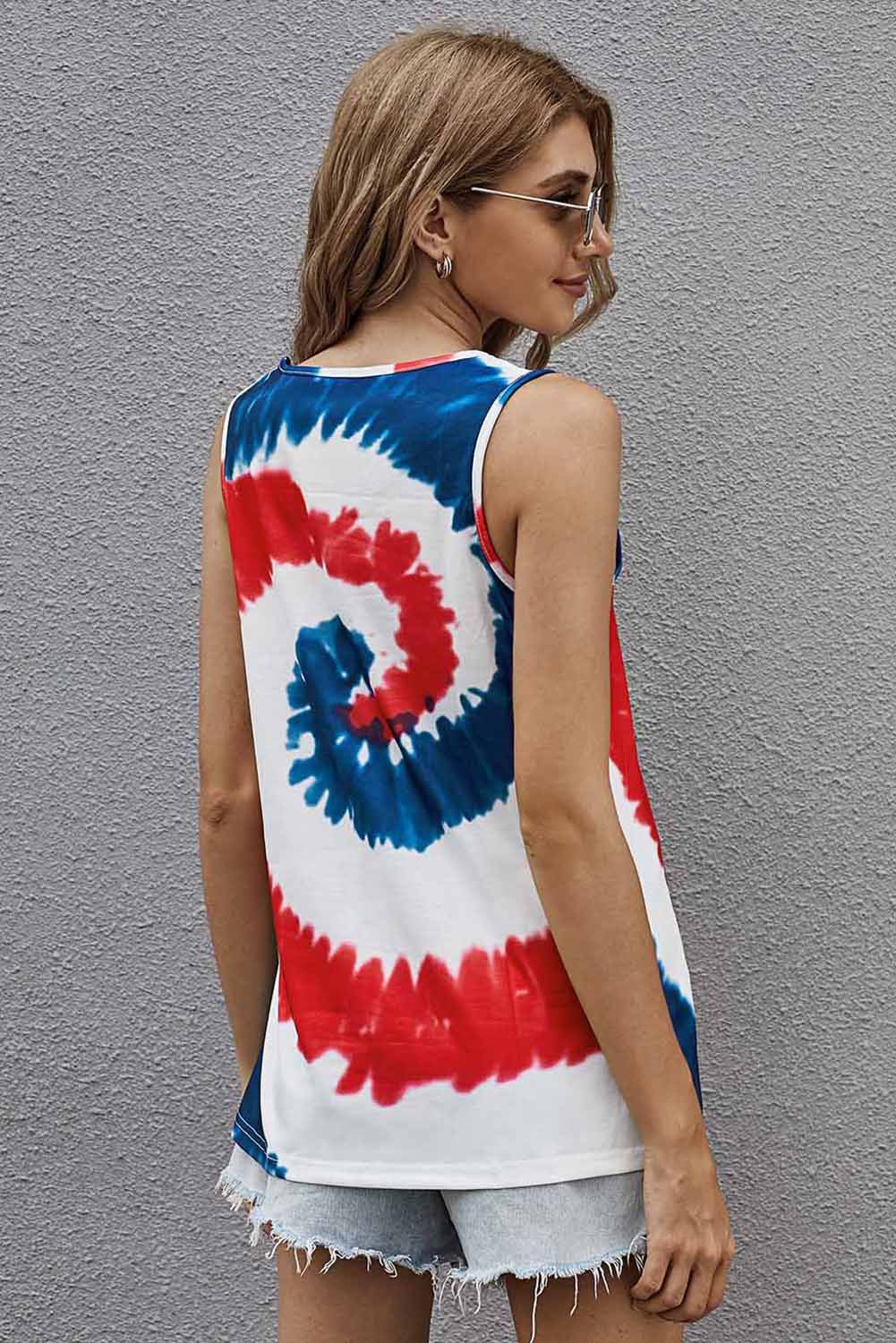 tie-dye summer new printed round neck sleeveless top  NSSI33872