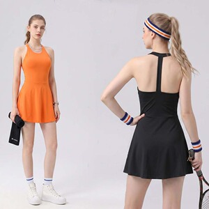 AYM041303 A-Line Sport Split Dress T-Back Quick Dry Anti-Exposure Feather Tennis Dress Aoyema wholesale