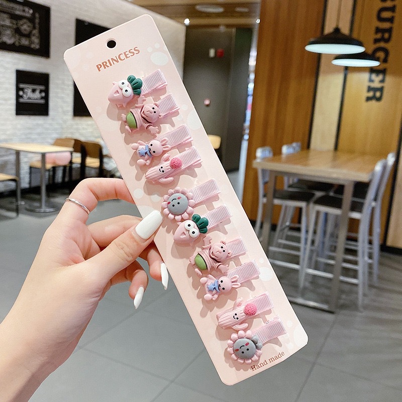 Borde de los niños de dibujos animados cubierto tela pequeña horquilla Linda niña horquilla lado flequillos clip accesorios para el cabello tocado al por mayor