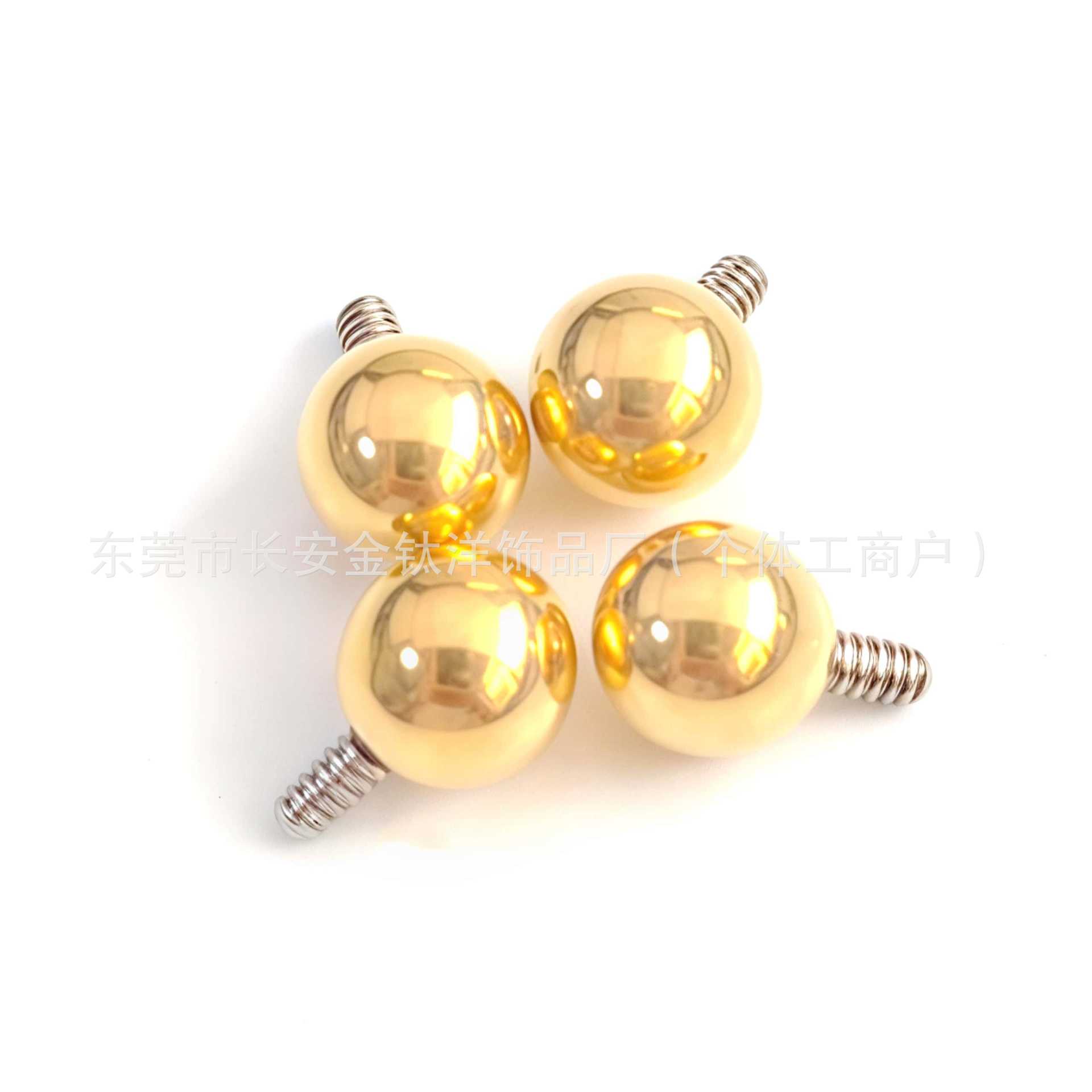 F136 Titanium 18K Gold-Plated Ball Replacement for Internally Threaded Piercing Jewelry - 5mm x 1.2mm Thread detail image 9