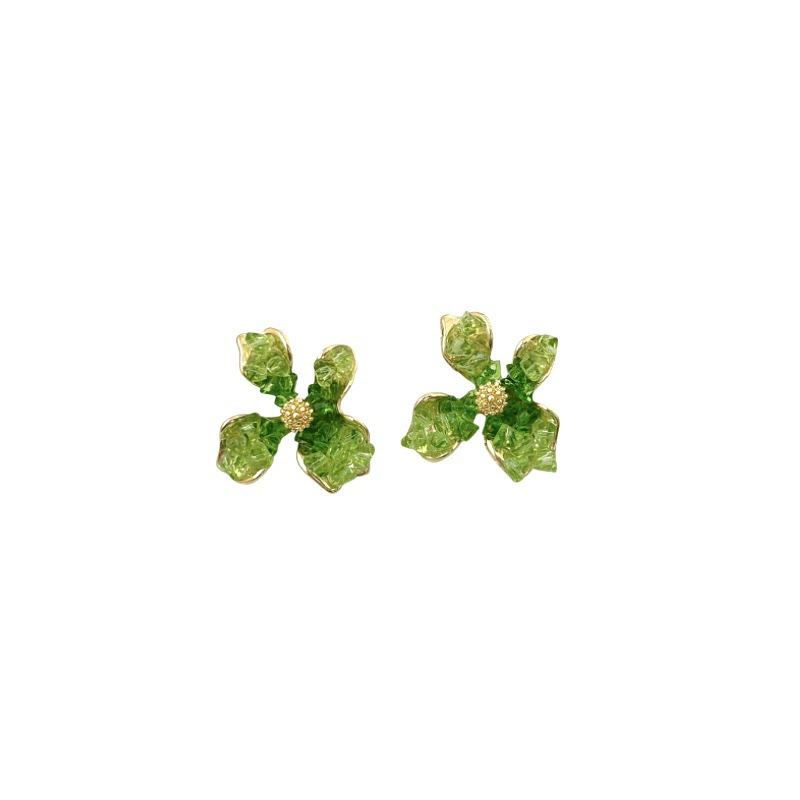 Small earrings, design ear clips, gradient, flowered, no pierced ears