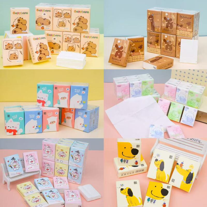Cartoon Handkerchief Paper Kappibala Little Panda Portable Small Pack of Facial Tissue Paper Toilet Paper Napkin Wet Water Toilet Paper