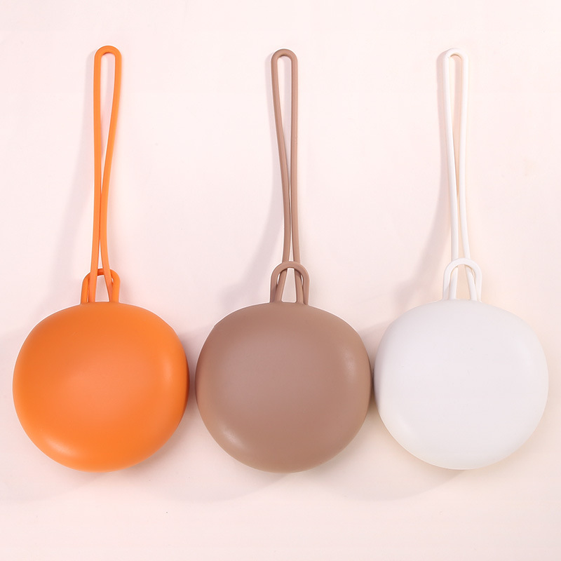 Cross-border FDA nipple holder storage bag tooth glue storage bag round with lanyard comfort chain silicone storage box wholesale