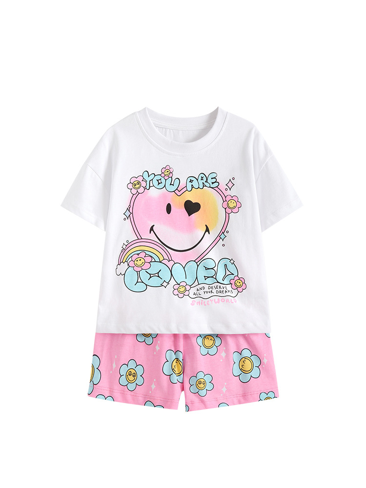 Transfronterizo malwee niñas lindas niñas casuales camisetas de cuello redondo para niños europeos y estadounidenses casuales dos piezas