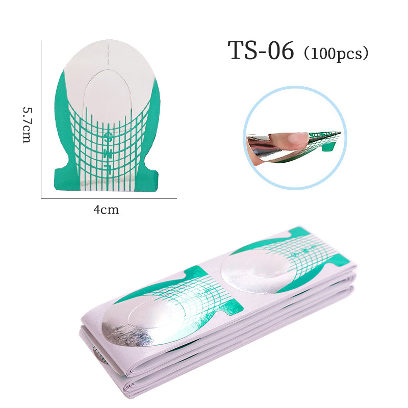 Portapapeles transfronterizos de uñas Extensión de fototerapia francesa Herramienta de uñas Mariposa de herradura Soporte de papel rectangular 100 piezas