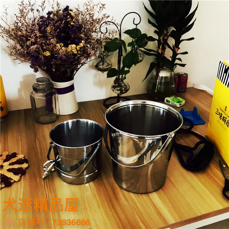 Dog drinking bucket stainless steel dog cage hanging drink barrel…