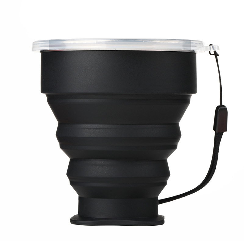 Taza de agua plegable transfronteriza de silicona para viajar, taza de agua plegable fácil de transportar, taza de agua plegable anti-caída, taza de agua plegable de moda