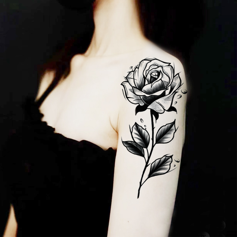 Yuanhua fábrica de pegatinas de tatuaje a prueba de agua en stock al por mayor cabeza de Lobo tótem texto árabe tatuaje pegatinas suministro transfronterizo