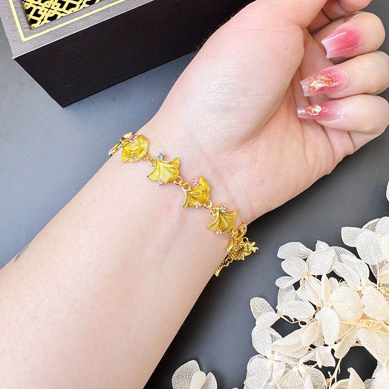 Gufasha Ginkgo biloba pulsera personalizada en esta vida tiene un estilo nacional de albaricoque con joyería de fábrica de moda nacional directamente al por mayor