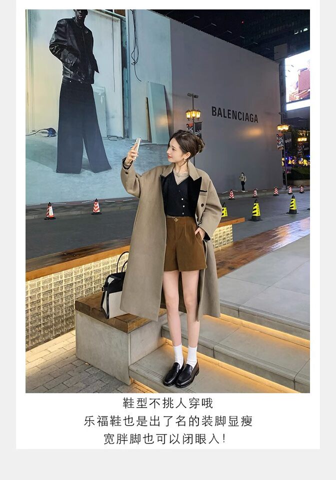 Giày lười nữ da lộn cổ điển mũi tròn đế bằng gót 3–5 cm — Màu nâu kaki, màu đen chi tiết 24