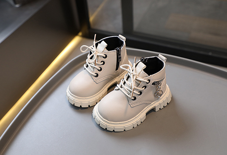 Chaussures Martin pour enfants, nouvelle collection printemps et automne pour bébés garçons, haut en cuir, fermeture éclair latérale courte, petites bottes jaunes pour filles_voghion.com