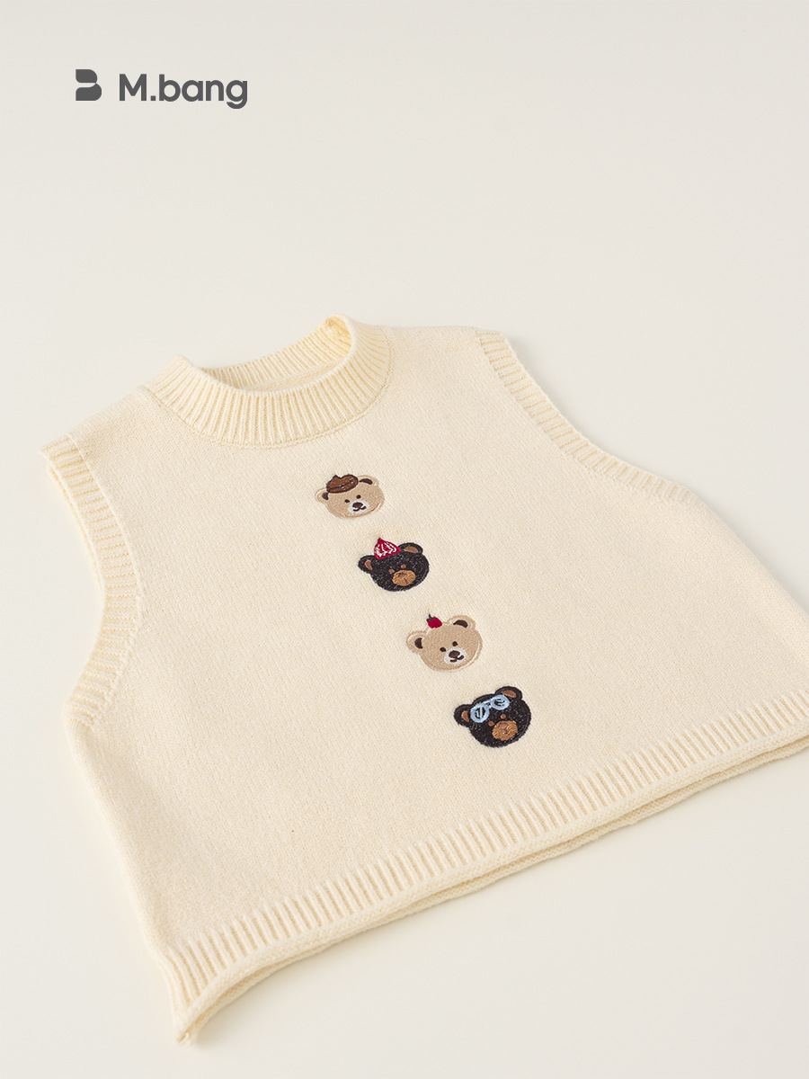 Bangchoan ropa para niños chaleco de otoño 2025 oso de dibujos animados chaleco de punto para niños suéter clip de caballo ropa de niñas