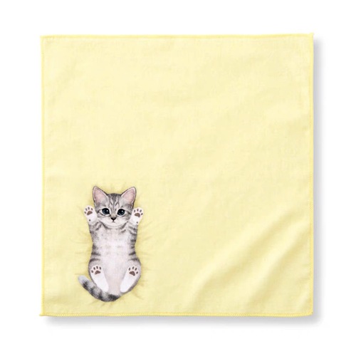 可爱日系小奶猫手帕肚皮朝天猫咪擦手巾创意礼品宝宝婴儿毛巾