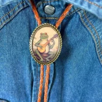 Пятно банджо лягушка bolo tie кожаный воротник бирюзовый поло кожаный веревка галстук рубашка аксессуары галстук-бабочка