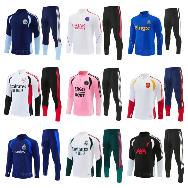 2627 Real Madrid Barcelona half-zip football training suit football jersey Arsenal Liverpool Paris