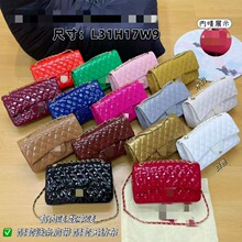 外贸经典香奶奶小香风CF漆皮亮料菱格绣线链条单肩斜跨包厂家批发