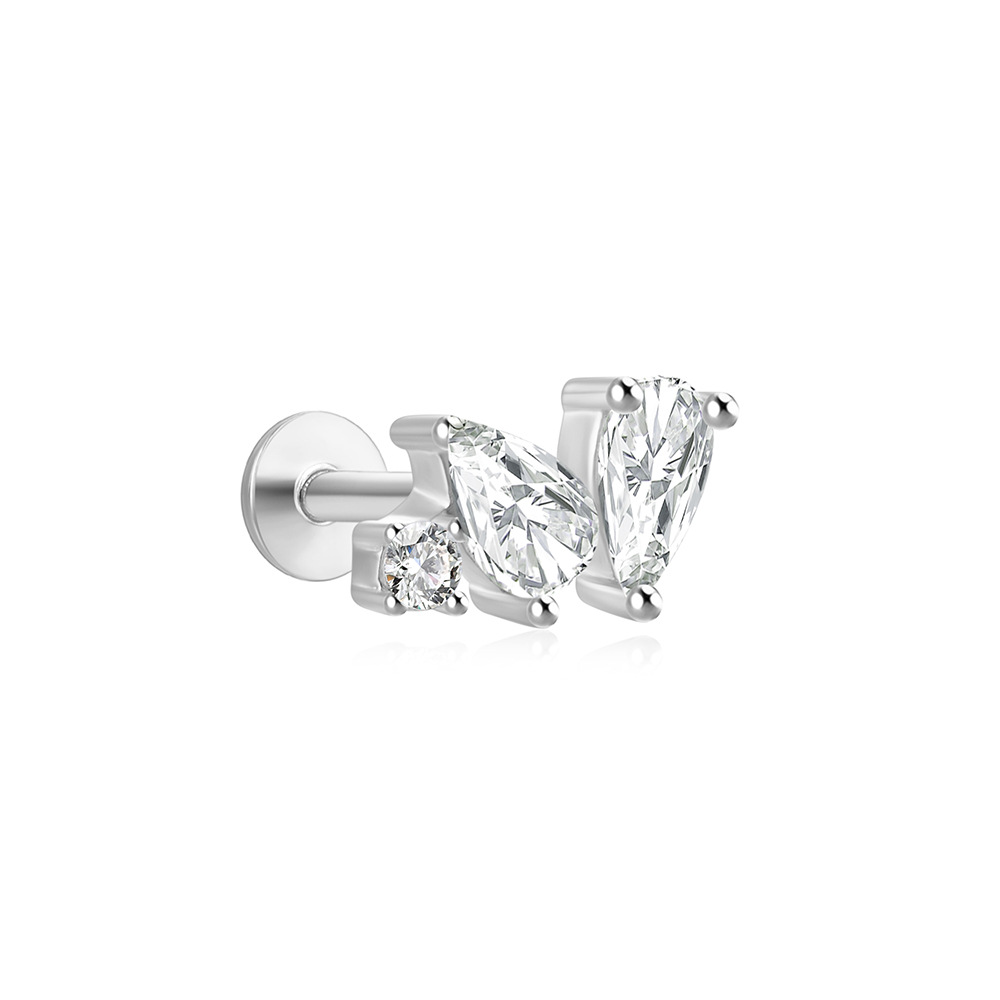 1 Piece Simple Style Geometric Plating Sterling Silver Zircon Ear Studs display picture 98