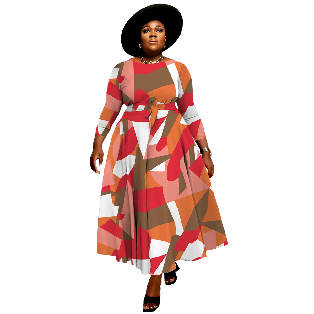 Regular Dress Retro Lady Round Neck Printing 3/4 Length Sleeve Printing Maxi Long Dress Tea Party Street display picture 10