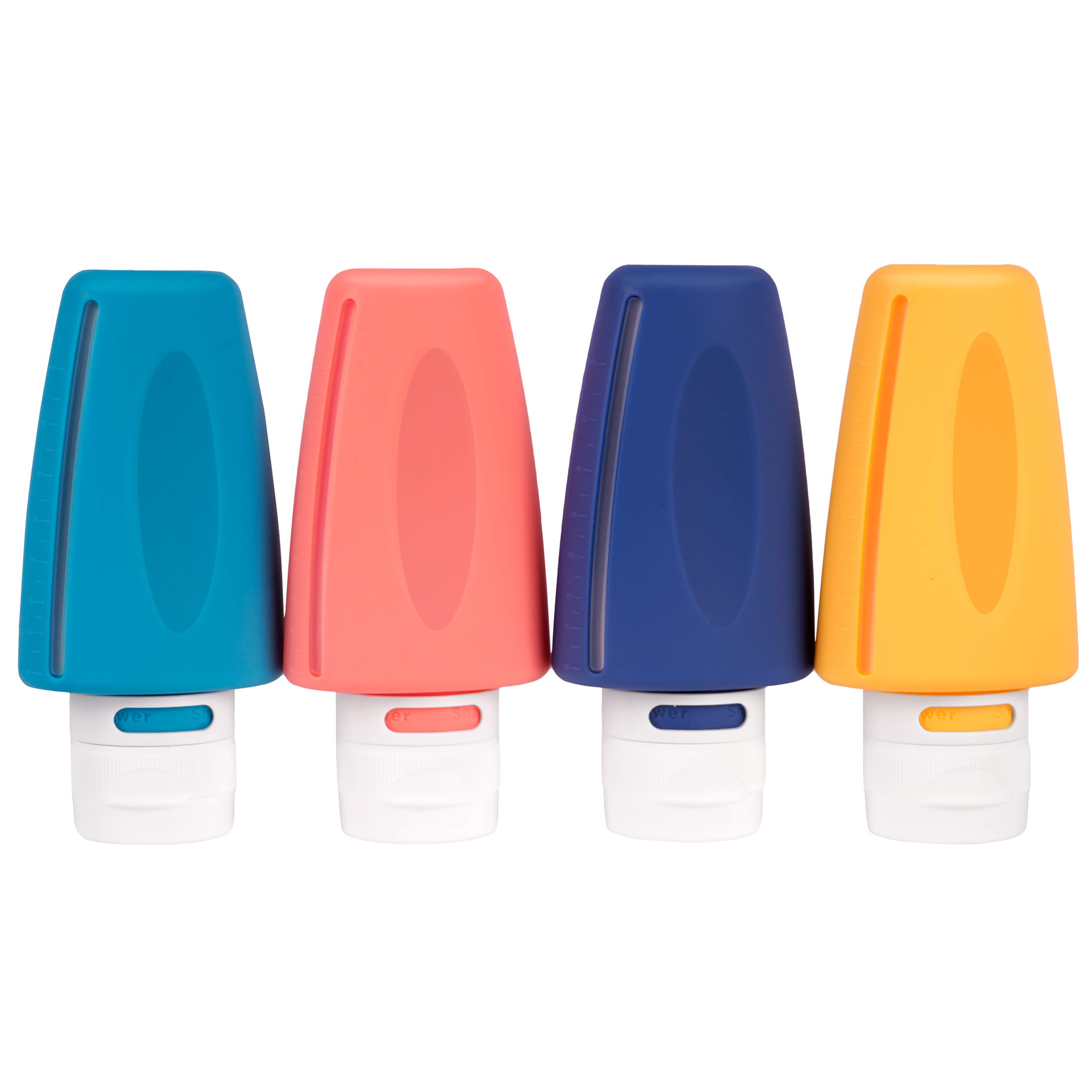 Botella de almacenamiento de gel de ducha de champú caliente transfronteriza sub-botella de viaje botella de almacenamiento portátil de silicona de cuatro piezas al aire libre